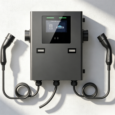 comprare Caricabatterie Wallbox IP55 2*22kW per uso commerciale, Wallbox a doppia pistola fabbricazione online