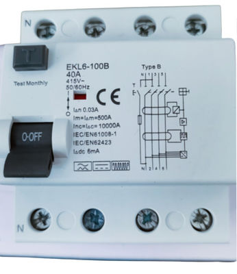 2P / cicli elettrici di vita 2000 di CA 30mA dell'interruttore di 4P 40A RCCB