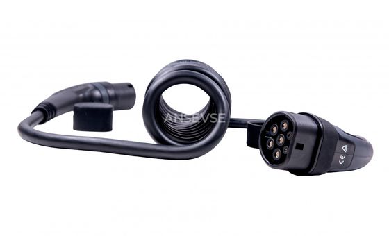 Buon prezzo caricatori 16A 480V dell'automobile elettrica 3 tipo di IEC 62196 dei cavi di spirale di fase 11kW - 2 da scrivere - 2 cavi arrotolati del ev in linea
